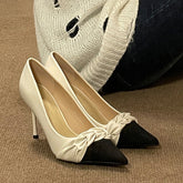 Vintage Stitching Point Toe Stilettos High Heels Oshnow